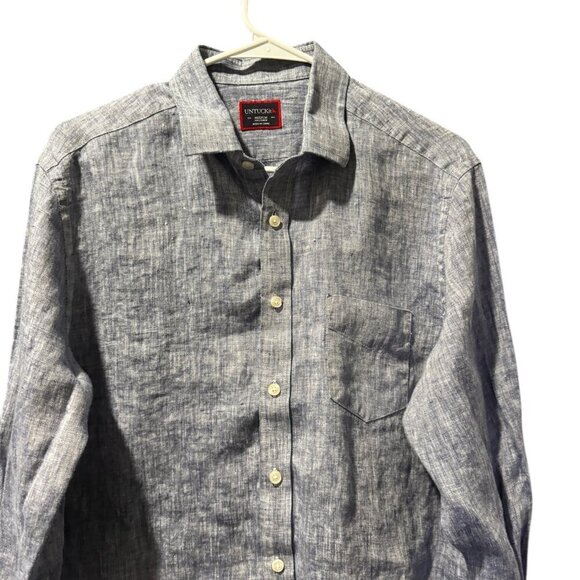 Untuckit Linen Long Sleeve Button Down Shirt Slim Fit Size M - Picture 3 of 5